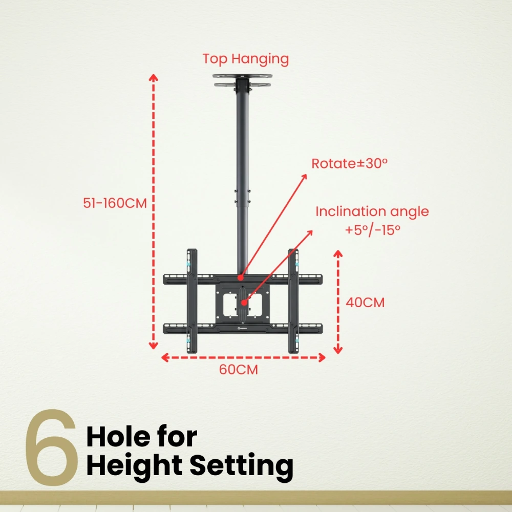 LED Ceiling Mount Stand 32″ to 80″ | Moveable and Adjustable view 2
